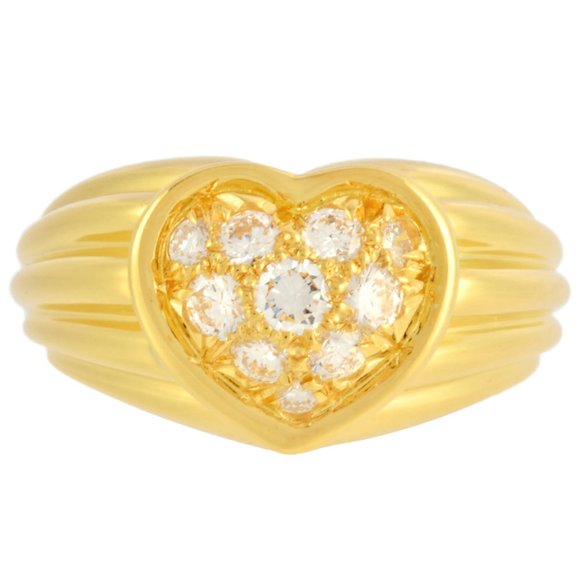 Harry Winston HARRY WINSTON Heart Pavé Ring Diamond Size 11 K18YG Women's - Picture 2 of 7